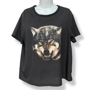 Lyke Mynded Wolf Top Short Sleeve Black‎ Sz Medium Relaxed Fit Lightweight Shirt